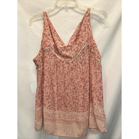 Maeve Anthropologie Large Floral Sleeveless Top Blouse Pink Yoke & Cutout Back - Picture 1 of 9
